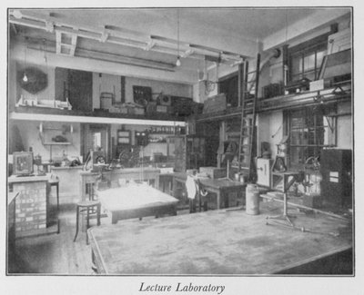Laboratorio di conferenze al primo piano della Royal Institution, anni 